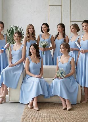 Вечірнє плаття на бретелях для випускного та останнього дзвінка, блакитне l