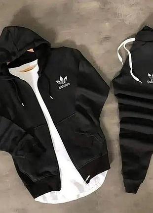 Чоловічий спортивний костюм adidas чорний костюм адідас індонезія