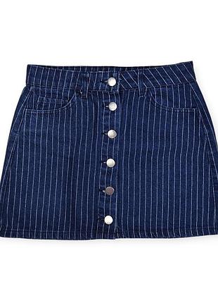 Женская джинсовая юбка defile denim на пуговицах синяя в полоску размер 38 (м)