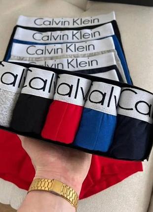 Мужские трусы calvin klein (кельвин кляйн) набор из 5 штук удобные (хлопковые) чёрные m