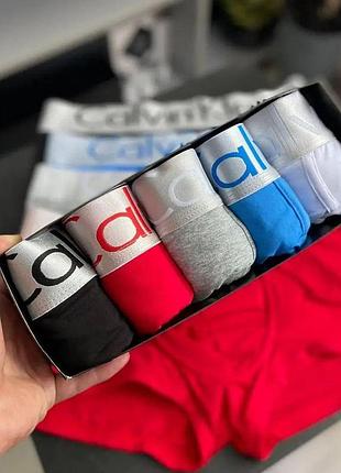Мужские трусы calvin klein (кельвин кляйн) набор из 5 штук удобные (хлопковые) чёрные l