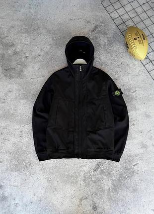 Куртка stone island чоловіча чорна софтшел стон айленд m