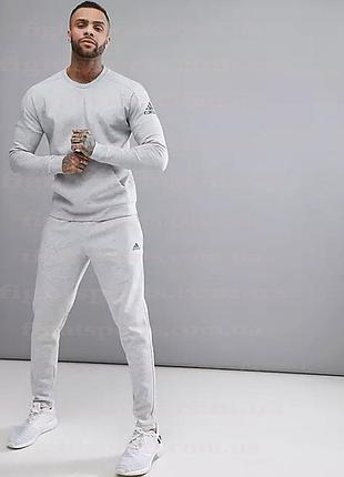 Мужской спортивный костюм adidas свитшот и штаны адидас серый индонезия