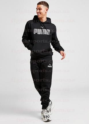 Мужской спортивный костюм puma (худи и штаны пума) черный индонезия xxl