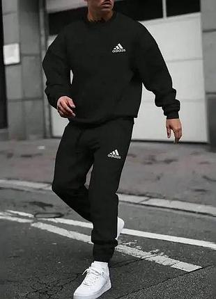 Чоловічий спортивний костюм adidas чорний костюм адідас індонезія