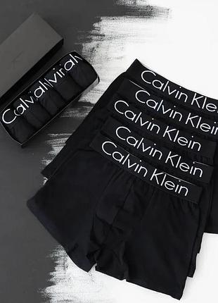 Мужские трусы calvin klein (кельвин кляйн) набор из 5 штук удобные (хлопковые) чёрные xl