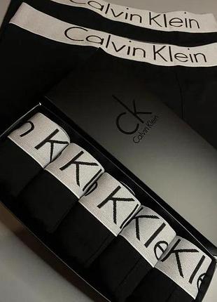 Мужские трусы calvin klein (кельвин кляйн) набор из 5 штук удобные (хлопковые) чёрные xl
