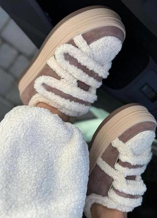 Зимові кросівки teddy на липучках жіночі meideli темний беж (e3323 beige (39 (25 см))