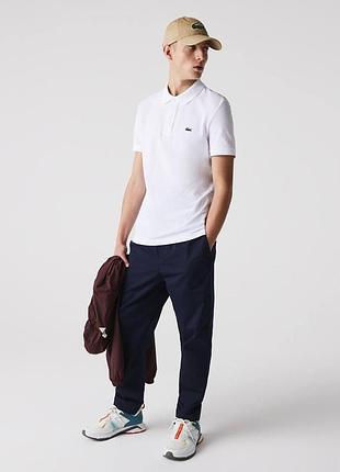 Поло lacoste чоловіча біла футболка поло лакосте брендова стильна футболка з коміром лакоста