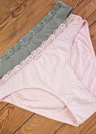 Женские трусики c&a, 2 штуки, размер xl, цвет оливковый, розовый
