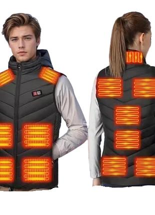 Чоловічий жилет із підігріванням heatfashion electric heating vest (13 зон) чорний 6xl