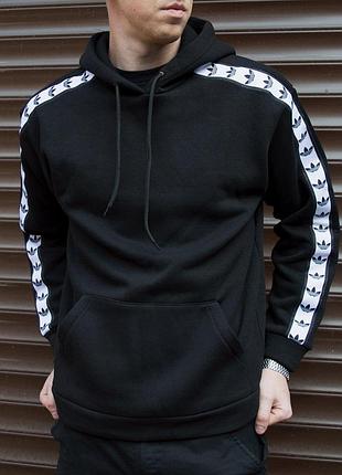 Чоловічий зимовий спортивний костюм adidas чорний без капюшона адідас теплий на флісі s