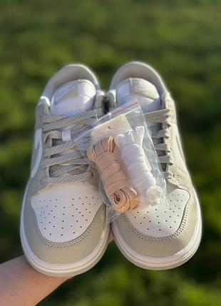 Nike dunk low grey fog женские кроссовки найк серые кожаные летние брендовые