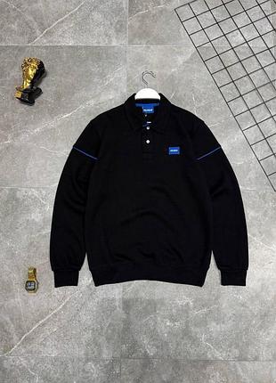 Мужской свитер hugo boss черный с синим кофта хьюго босс без капюшона m,l,xl,xxl