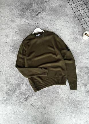 Свитер stone island sweater хаки мужской кофта весенняя осенняя всесезонная стон айленд s m l xl xxl