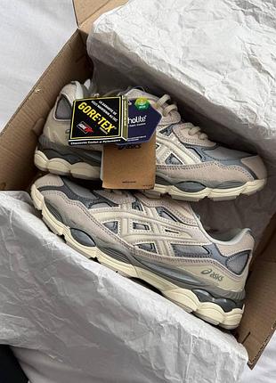 Мужские кроссовки асикс гел нус asics gel nyc beige/grey gore-tex 45