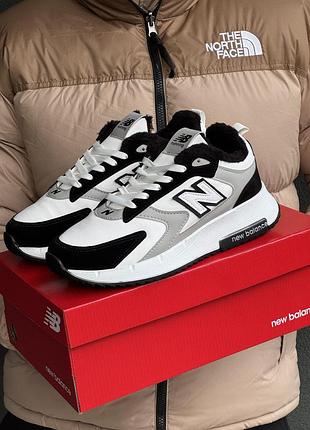 Зимние мужские кроссовки нью баланс new balance grey white black серый белый черный 40