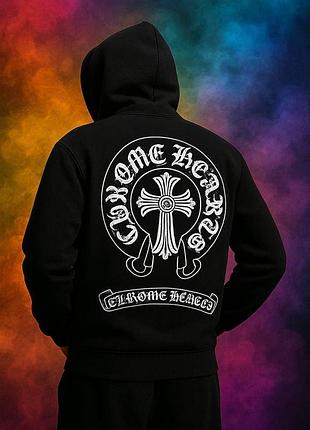 Унисекс зип-худи chrome hearts серого цвета xxl