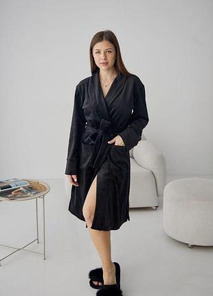 Халат женский короткий велюровый на запах р.s,m,l,xl