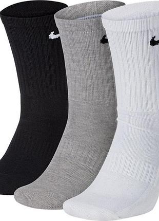 Носки nike u nk everyday cush crew 3pr черный, белый, серый уни 34-38