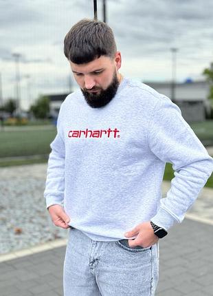 Мужской свитшот carhartt на флисе серый s-xl