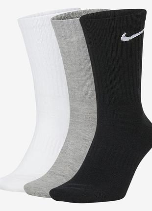 Шкарпетки nike u nk everyday ltwt crew 3pr чорний, білий, сірий уні 46-50 (sx7676-901)