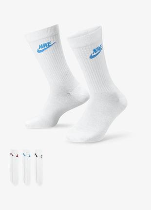 Носки nike u nk nsw everyday essential cr 3pr белый, мультиколор уни 38-42