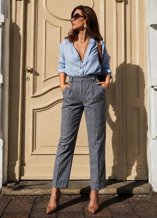Брюки з льоном topshop льняні штани висока посадка штани лляні льон лен віскоза