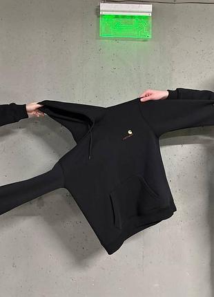 Черное мужское худи на флисе carhartt s-m