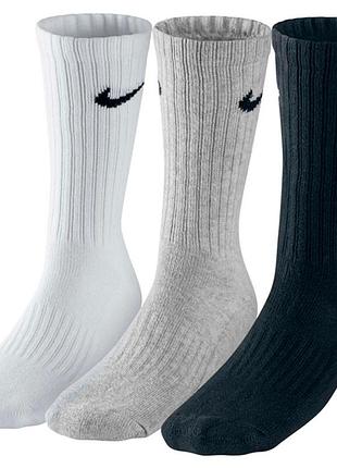 Носки nike u nk v cush crew - 3pr value черный, белый, серый уни 38-42
