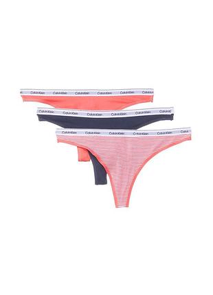 Набор женских трусов calvin klein (2163389432591) modern logo thong 3 шт. xl комбинированный