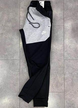Спортивные штаны nike tech fleece мужские черно-серые с карманом с манжетами s, черный