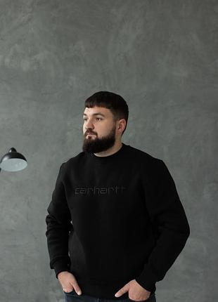 Мужской свитшот на флисе черный s-xl