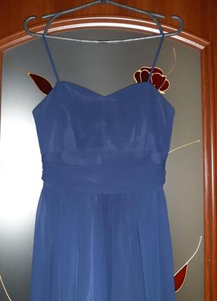 Шифонова сукня з подовженою спідницею позаду.7 фото