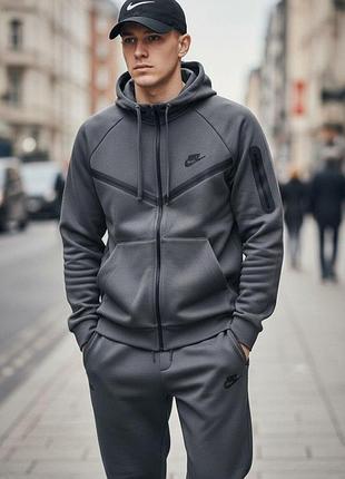 Спортивный костюм мужской nike dry -fit кофта + штаны серый весна\осень турецкая двунитка, найк костюм олимпийка и штаны xl