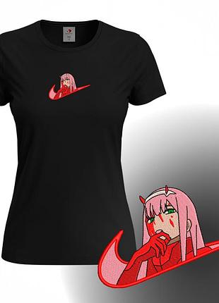 Женская футболка с вышивкой милый во франксе (darling in the franxx)