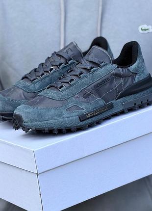 Кросівки чоловічі сірі замшеві lacoste elite active t dark gray 41 42 43 44