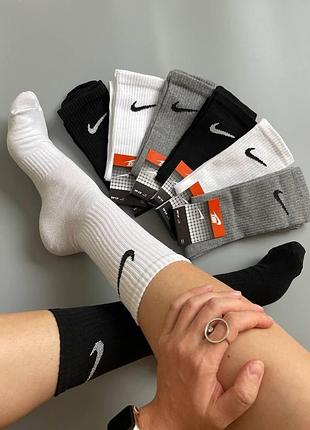 Шкарпетки чоловічі з резинкою на стопі упаковка 12 пар nike / найк мікс кольорів — білі, сірі, чорні