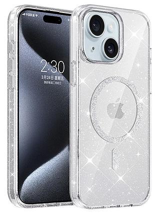 Чохол tpu eclipse sparkle (magfit) для apple iphone 15 стильний захисний кейс з мерехтливим ефектом sparkle і підтримкою magsafe