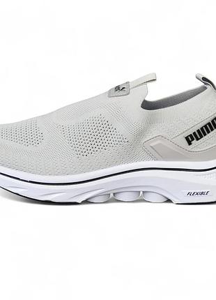 Puma gray white мокасины серые с белым