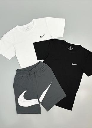 Футболка + футболка + шорты серые nike big