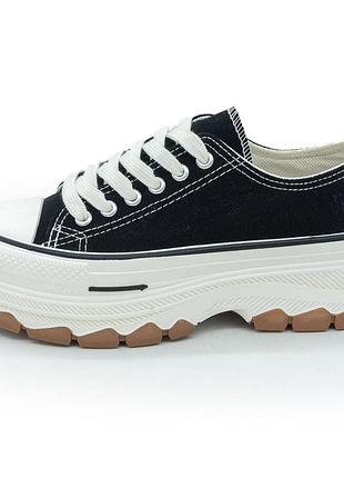 Кеди у стилі converse, конверс на високiй платформі чорно-білі низькі 36.