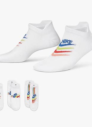 Жіночі шкарпетки найк оригінал nike w nk everyday plus ltwt ns 3pr білий жін 34-38 dh5474-902
