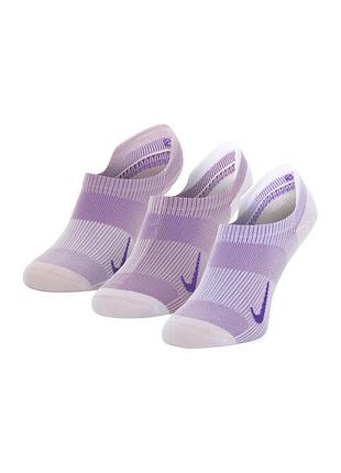 Жіночі шкарпетки найк оригінал nike w nk everyday plus ltwt ns 3pr сірий, фіолетовий жін 34-38 cv2964-970