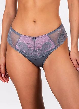 Женские трусы микрофибра с кружевом lanny mode 55420 серо- розовые xxl, серый