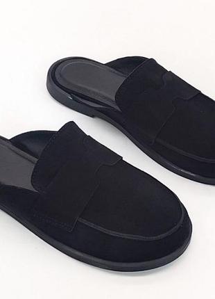 Щикарные женские сабо barefoot hermi натуральная замша черные