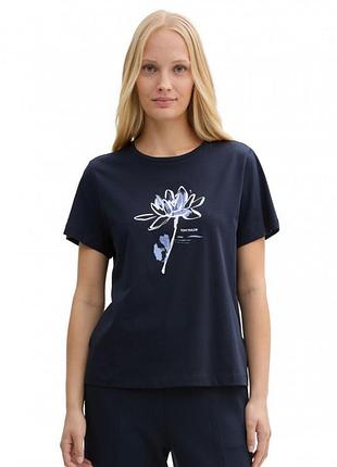Жіноча футболка том тейлор оригінал women's t-shirt 1045534-10360 tom tailor l темно-синій 1045534-10360