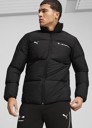 Куртка спортивна чоловіча puma bmw mms ess+ puffer jacket 627497 01 (чорна, зима, з капюшоном, пума) l (52-54)