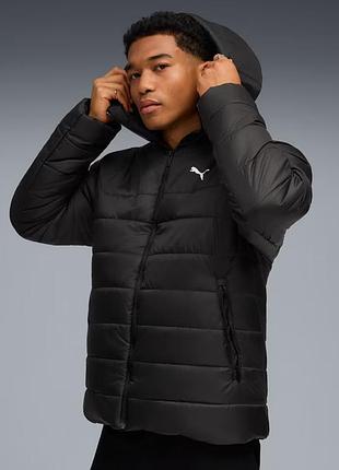 Куртка спортивная мужская puma essentials hooded padded parka men 685211 01 (черная, зима, термо, с капюшоном, бренд пума) l (52-54)