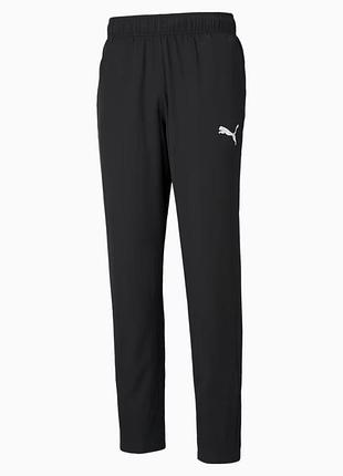 Штаны спортивные puma active woven pants 586732 01 (черные, мужские, полэстер, без манжета, бренд пума)